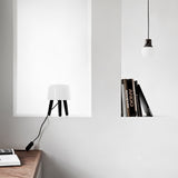 Modern Borosilicate Glass Globe Table Lamp with Solid Wood Tripod Base