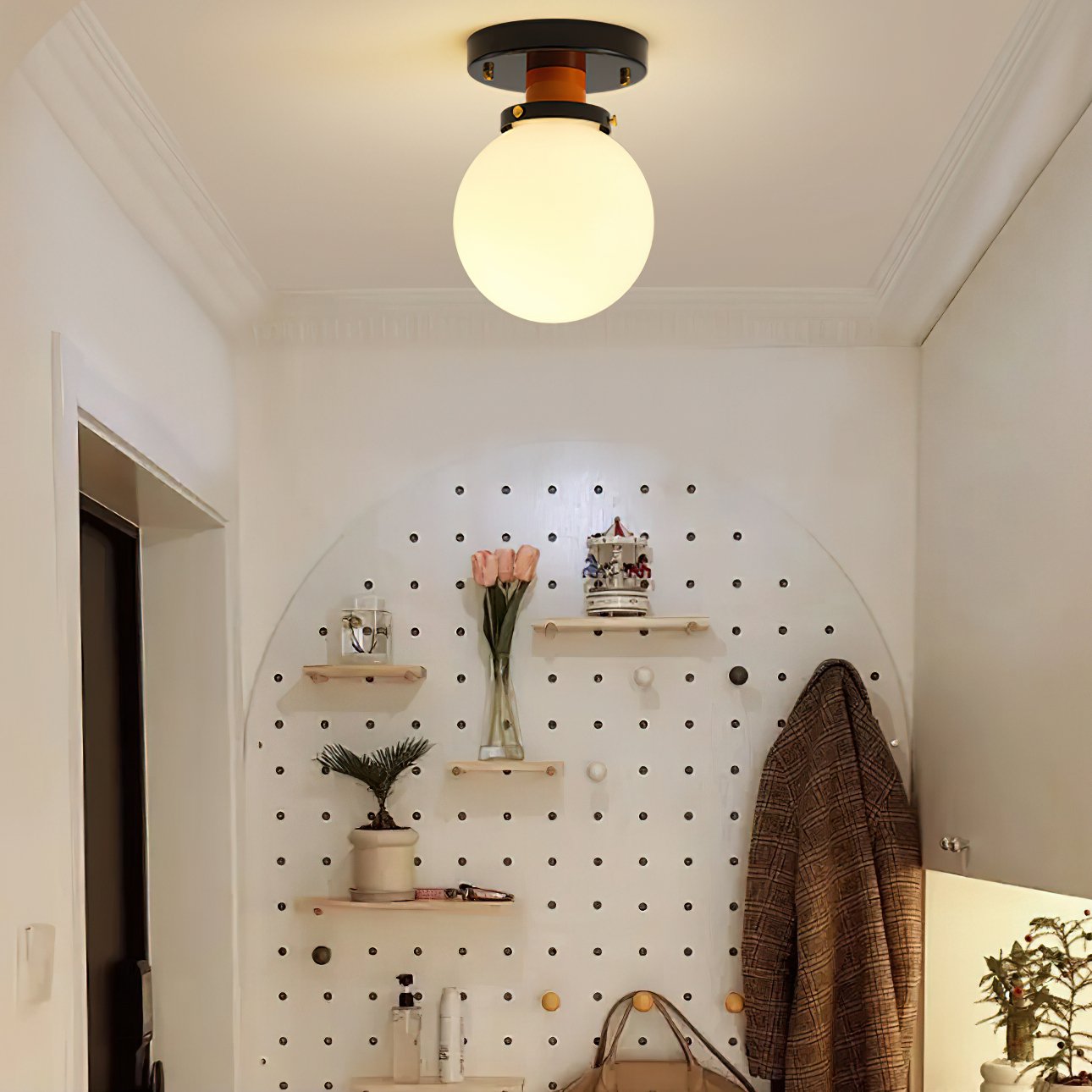 mid-century-modern-white-globe-glass-ceiling-lamp-semi-flush-mount-light-fixture