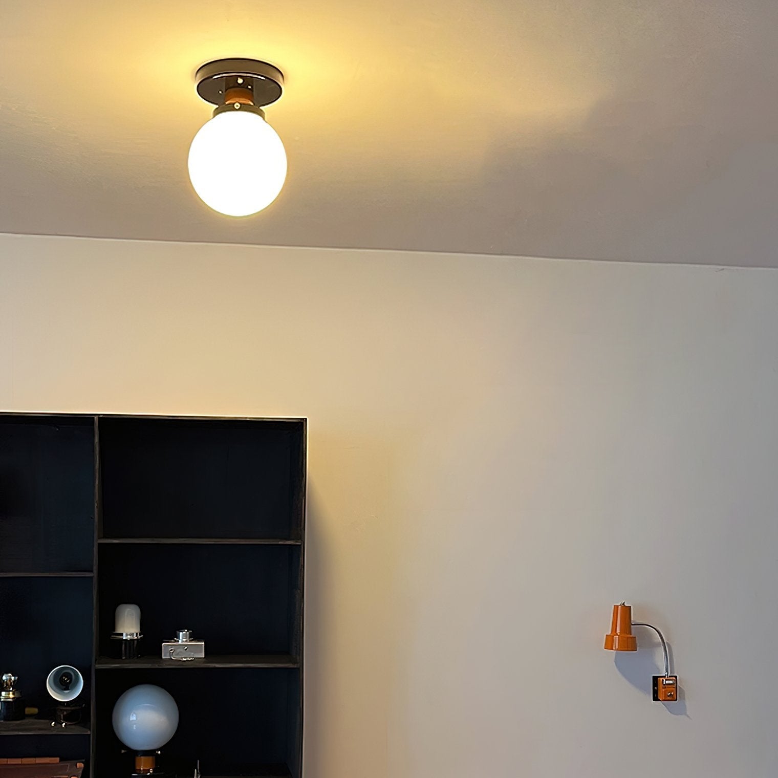 mid-century-modern-white-globe-glass-ceiling-lamp-semi-flush-mount-light-fixture