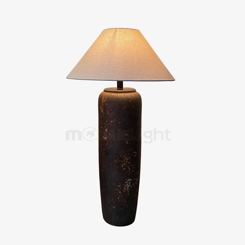 handcrafted-rustic-stoneware-ceramic-floor-lamp-with-white-fabric-shade-for-living-room