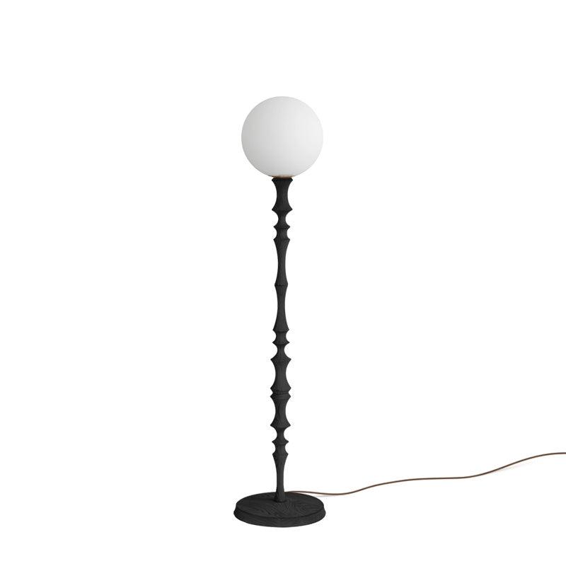 Milo Curved Solid Wood Standing Floor Lamp with Glass or Fabric Shade