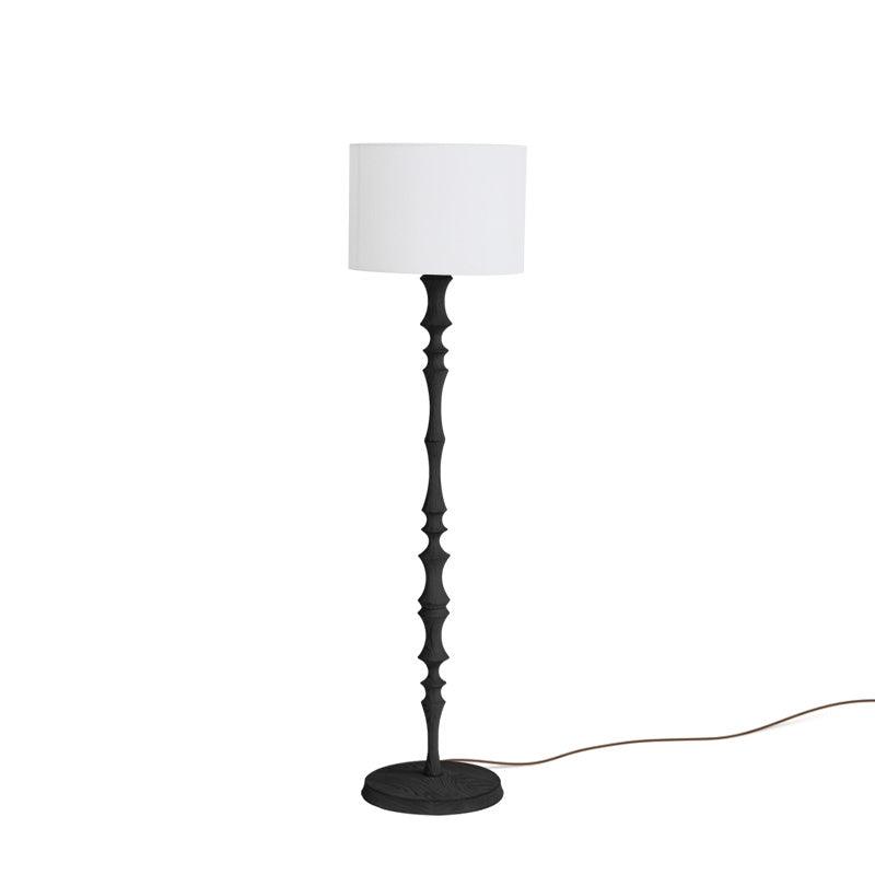 Milo Curved Solid Wood Standing Floor Lamp with Glass or Fabric Shade