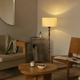 Milo Curved Solid Wood Standing Floor Lamp with Glass or Fabric Shade