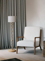Milo Curved Solid Wood Standing Floor Lamp with Glass or Fabric Shade
