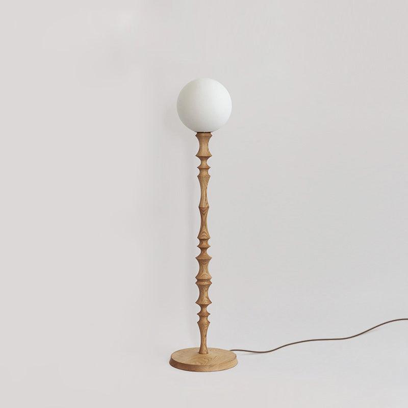 Milo Curved Solid Wood Standing Floor Lamp with Glass or Fabric Shade