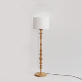 Milo Curved Solid Wood Standing Floor Lamp with Glass or Fabric Shade