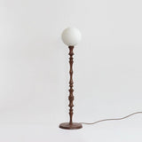 Milo Curved Solid Wood Standing Floor Lamp with Glass or Fabric Shade