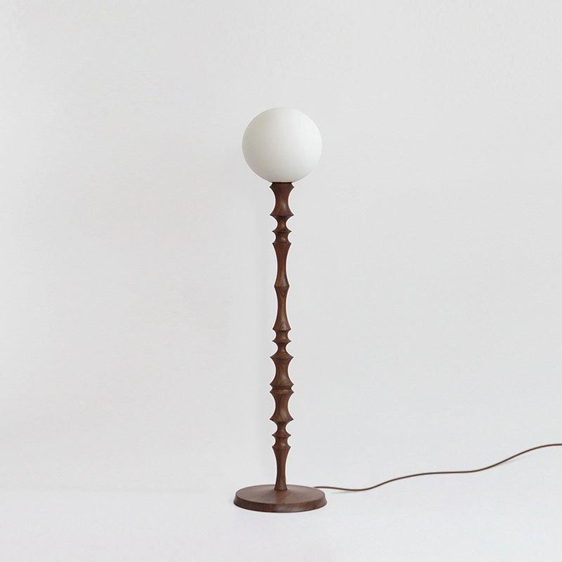 Milo Curved Solid Wood Standing Floor Lamp with Glass or Fabric Shade