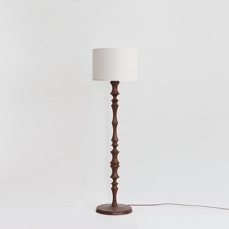 Milo Curved Solid Wood Standing Floor Lamp with Glass or Fabric Shade