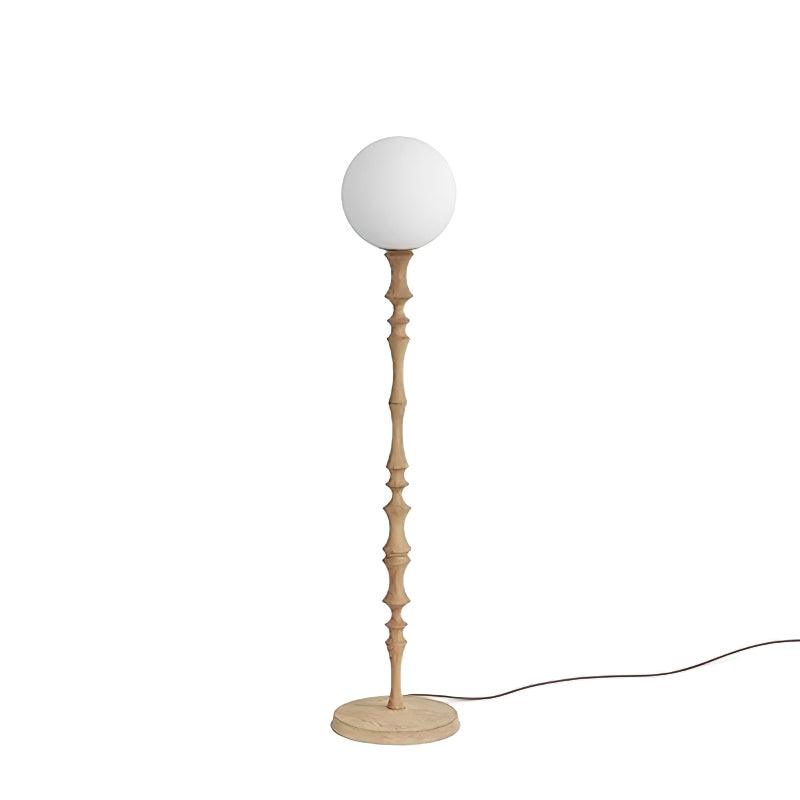 Milo Curved Solid Wood Standing Floor Lamp with Glass or Fabric Shade