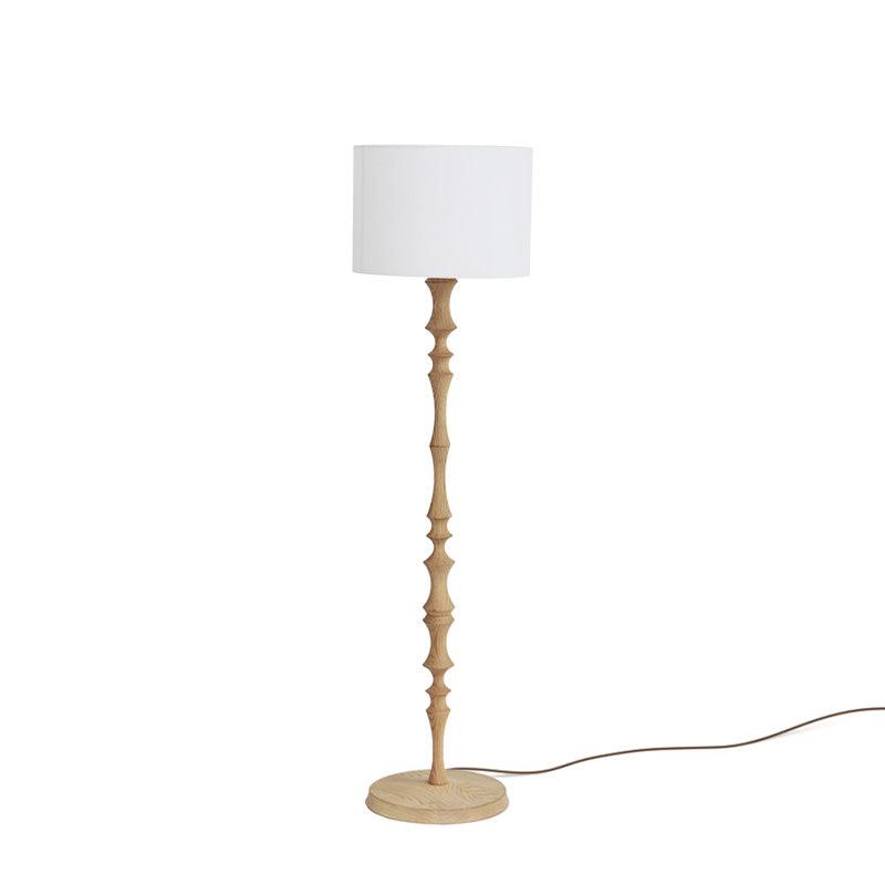 Milo Curved Solid Wood Standing Floor Lamp with Glass or Fabric Shade