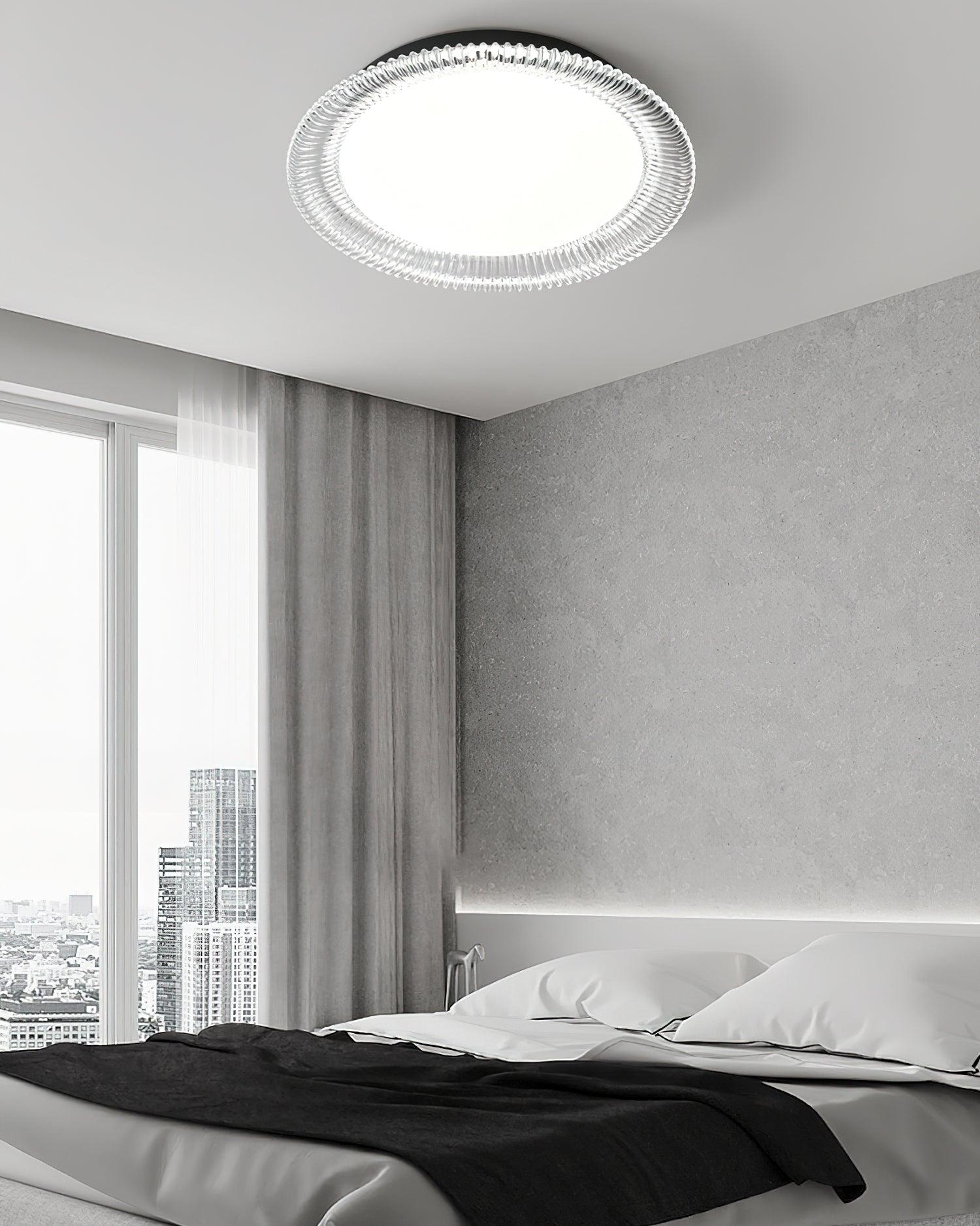 Modern Minimalist Round LED Ceiling Light Aluminum Flush Mount Fixture with Acrylic Diffuser