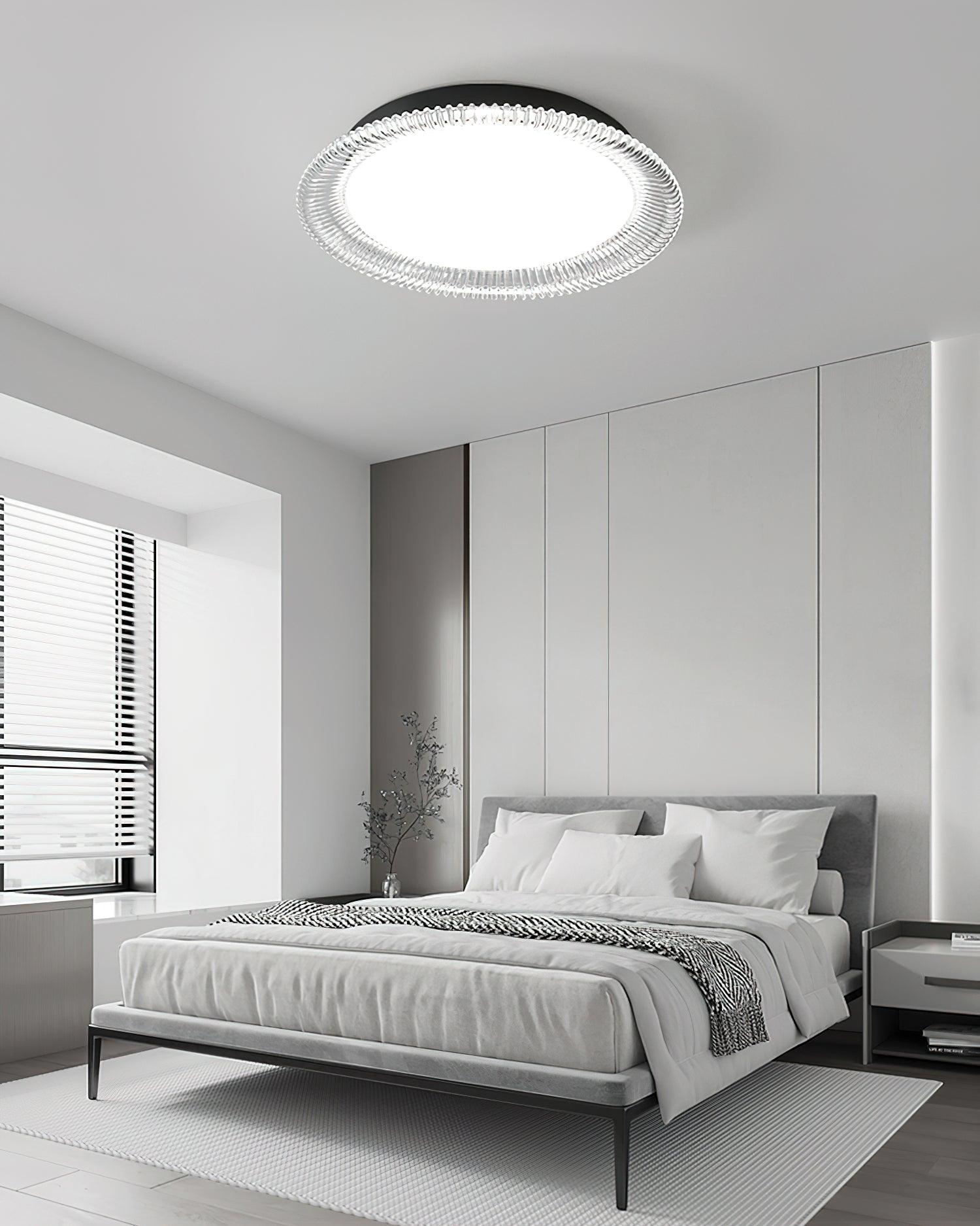 Modern Minimalist Round LED Ceiling Light Aluminum Flush Mount Fixture with Acrylic Diffuser