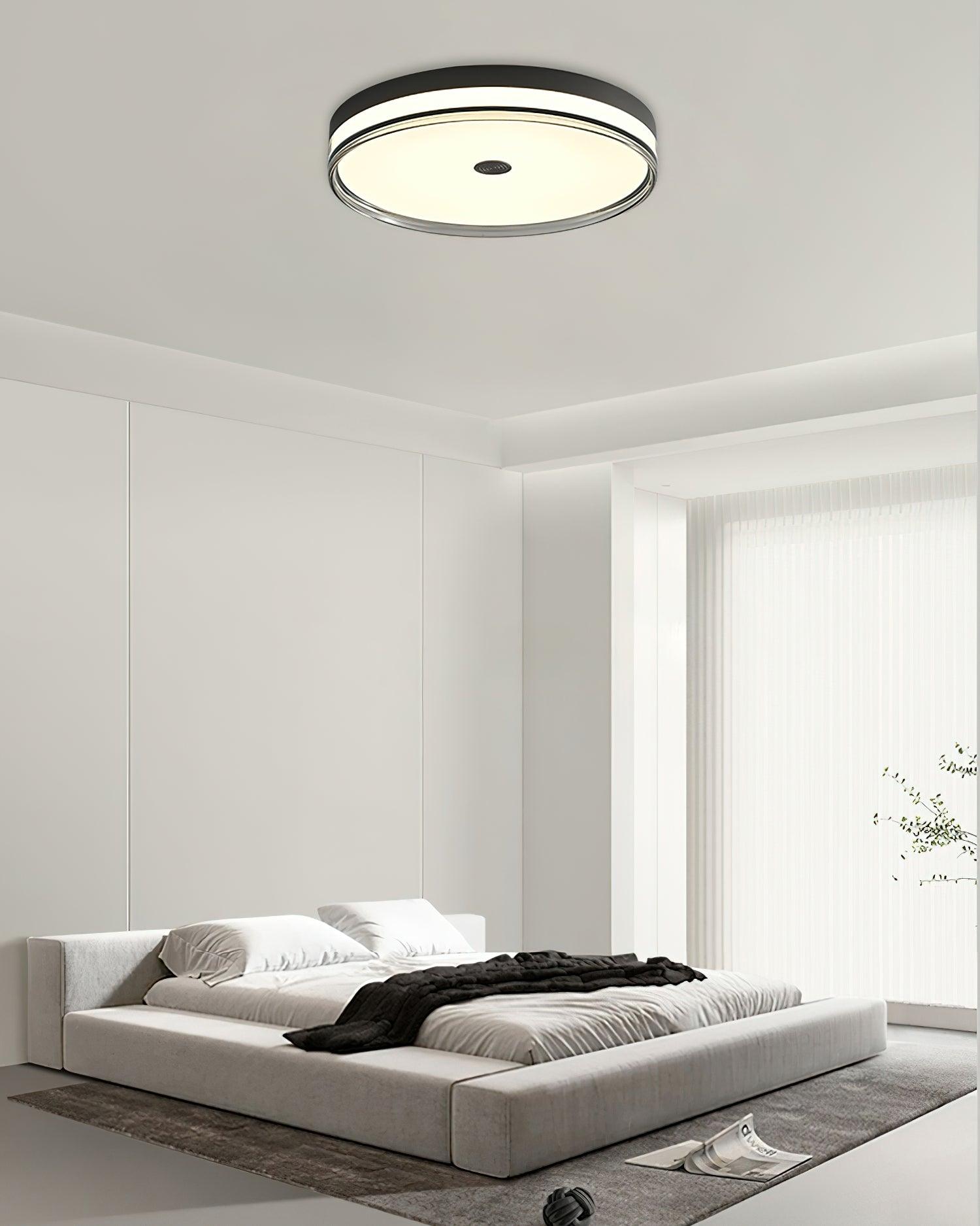 Modern Minimalist Brass and Acrylic Circular LED Flush Mount Ceiling Light