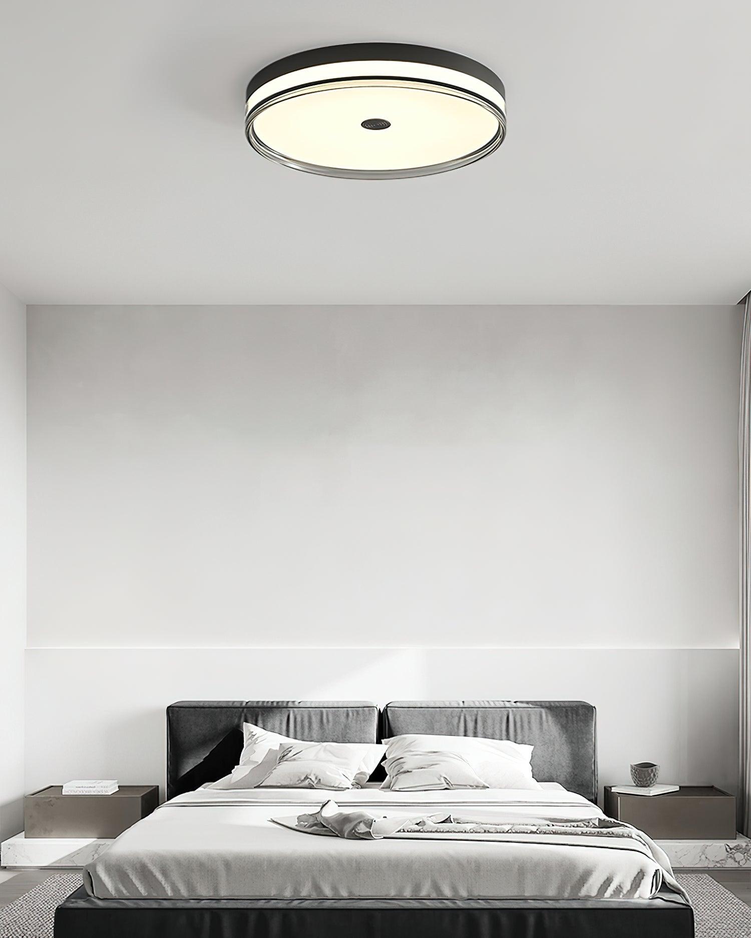 Modern Minimalist Brass and Acrylic Circular LED Flush Mount Ceiling Light