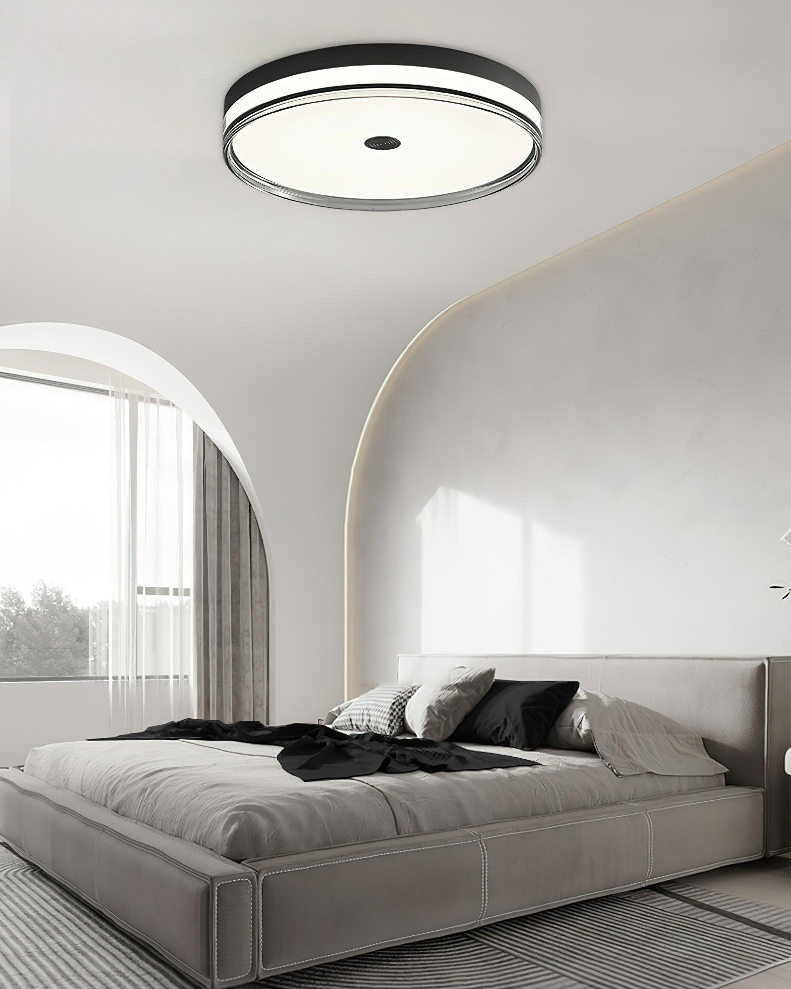 Modern Minimalist Brass and Acrylic Circular LED Flush Mount Ceiling Light
