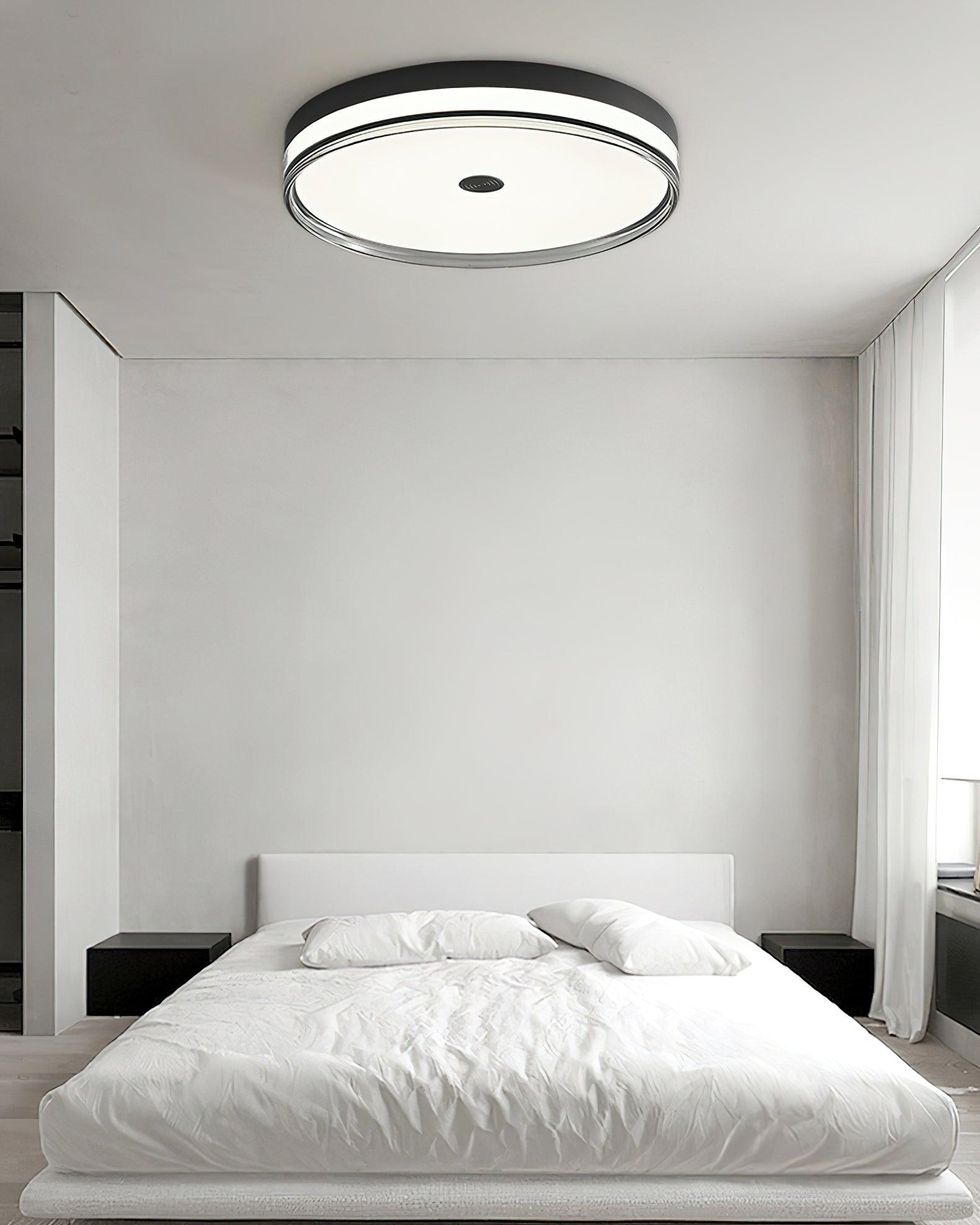 Modern Minimalist Brass and Acrylic Circular LED Flush Mount Ceiling Light