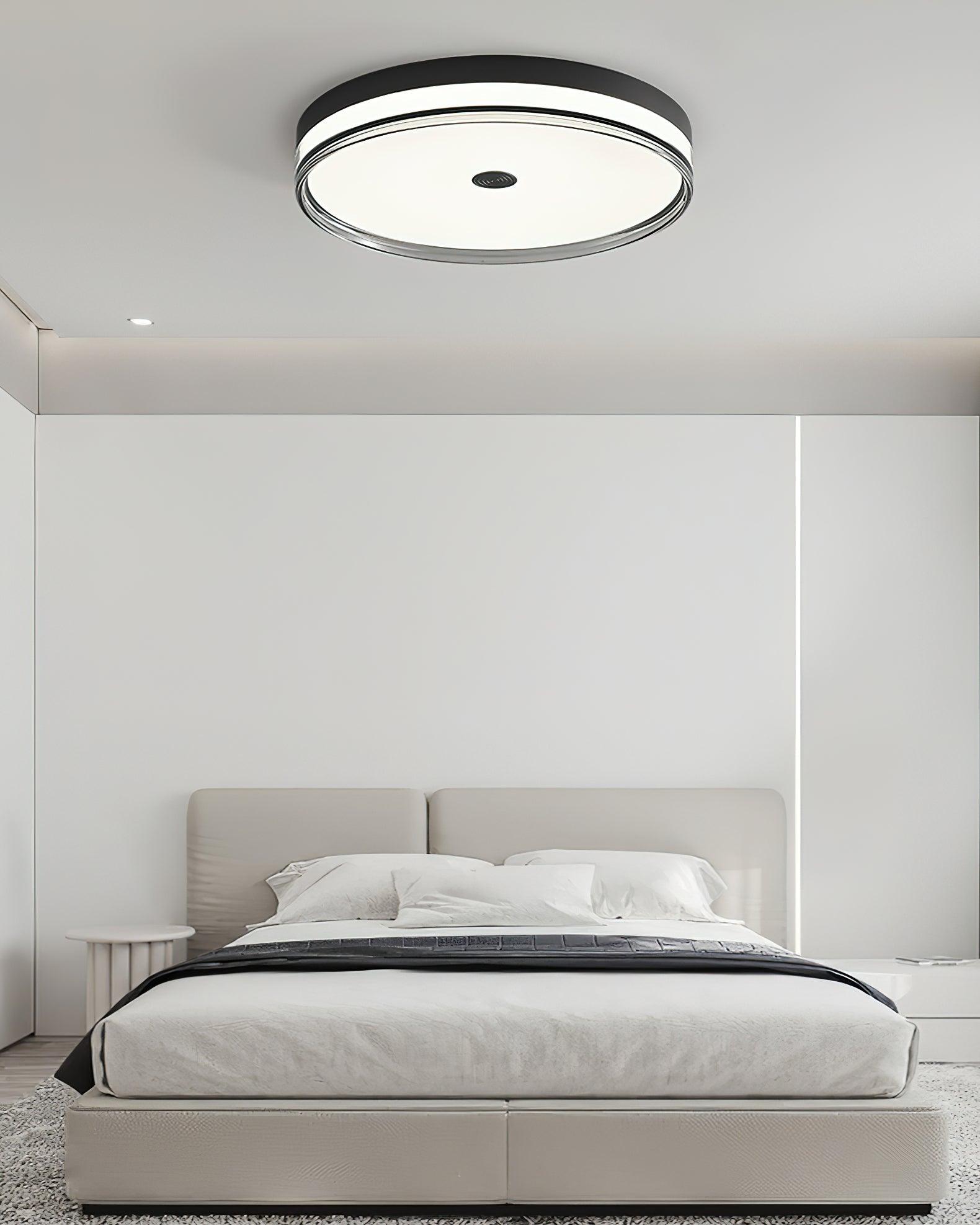 Modern Minimalist Brass and Acrylic Circular LED Flush Mount Ceiling Light