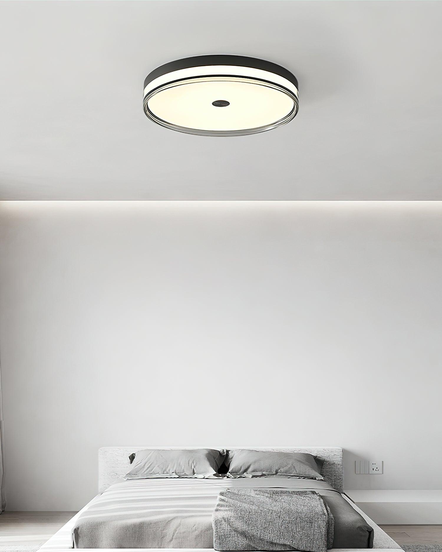 Modern Minimalist Brass and Acrylic Circular LED Flush Mount Ceiling Light
