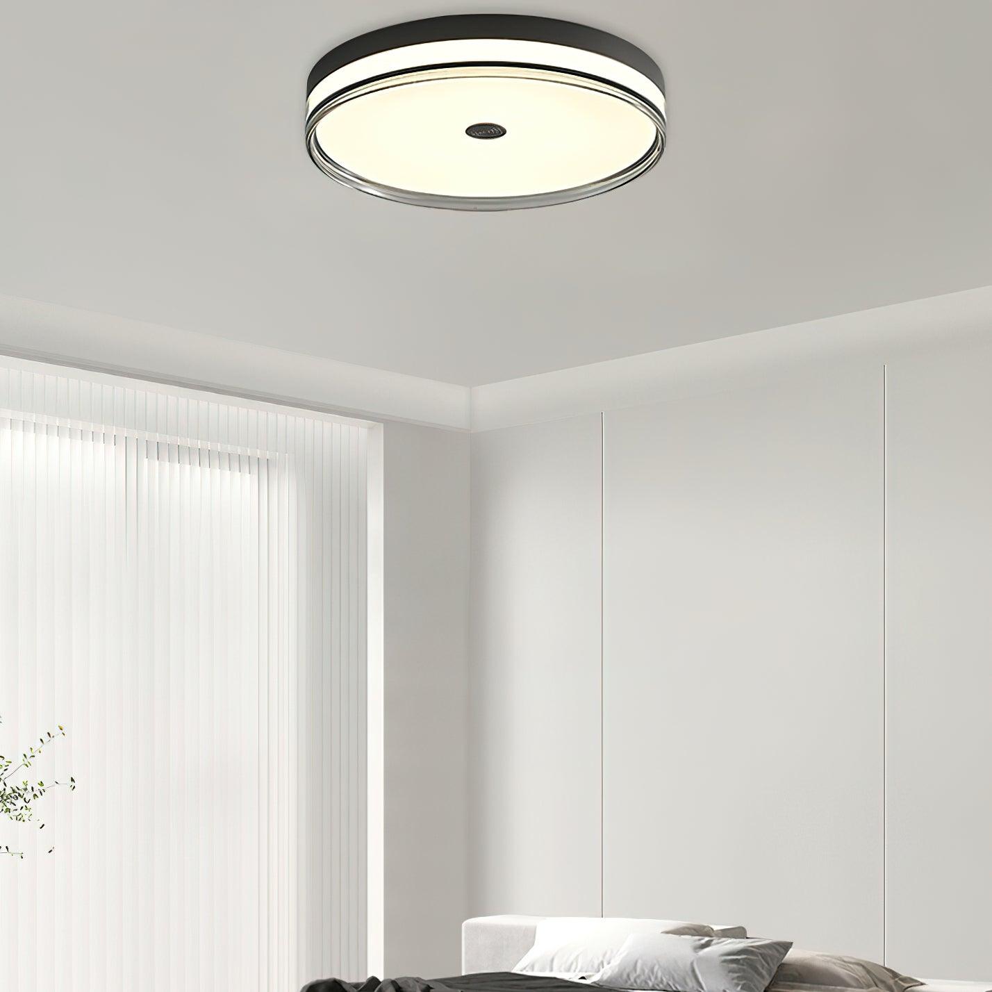 Modern Minimalist Brass and Acrylic Circular LED Flush Mount Ceiling Light