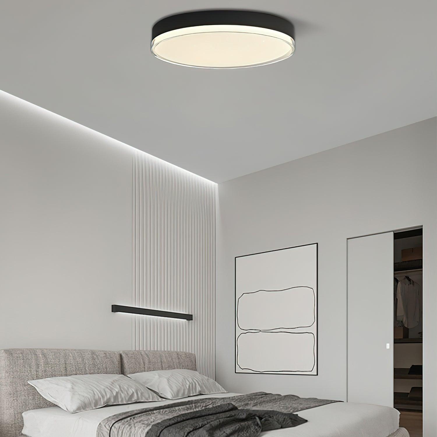 Modern Minimalist Flush Mount LED Ceiling Light Round Aluminum Fixture for Living Room Bedroom