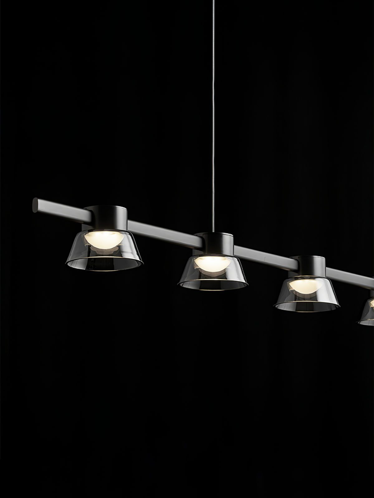 modern-linear-led-island-chandelier-with-conical-glass-shades-and-acrylic-lens-for-dining-room