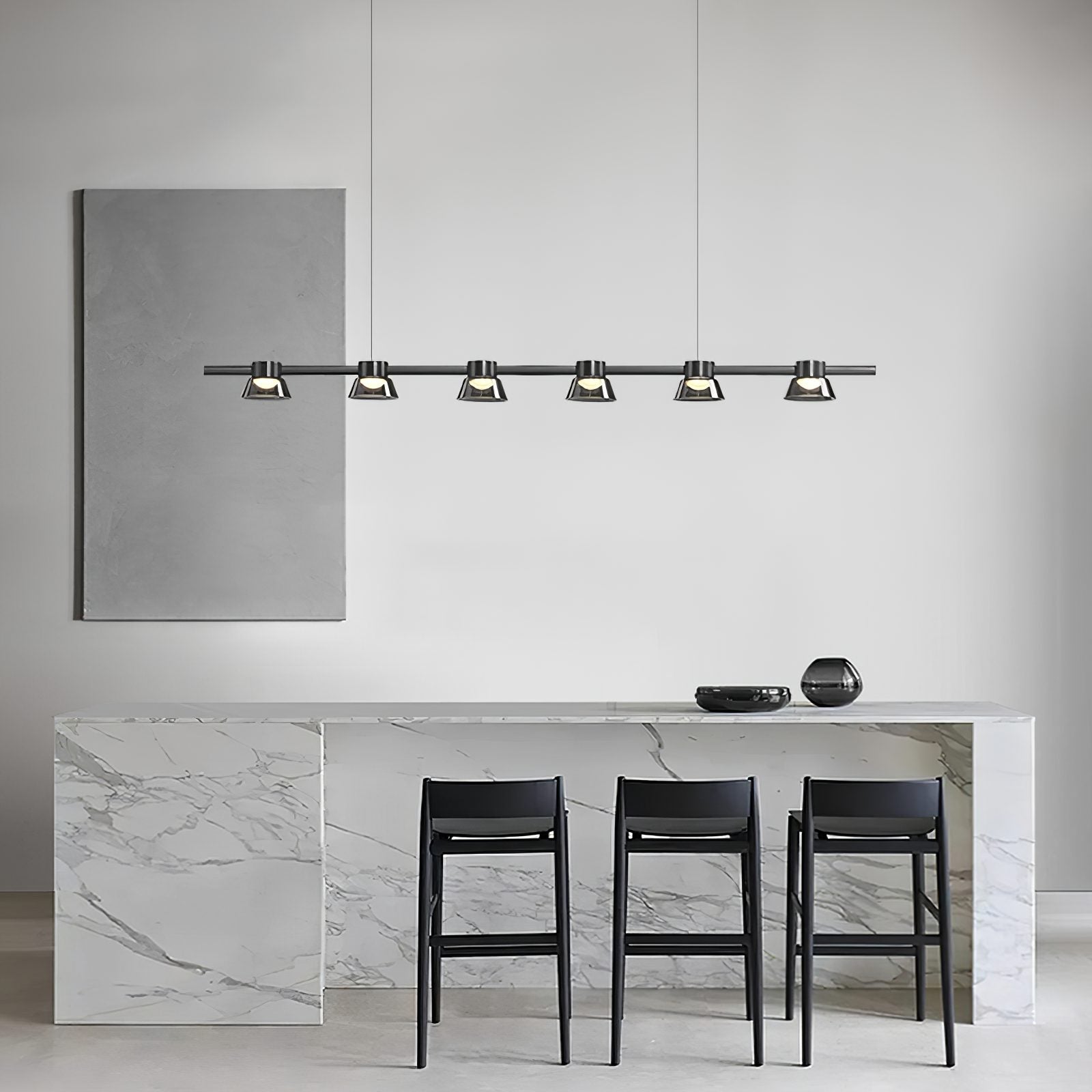 modern-linear-led-island-chandelier-with-conical-glass-shades-and-acrylic-lens-for-dining-room