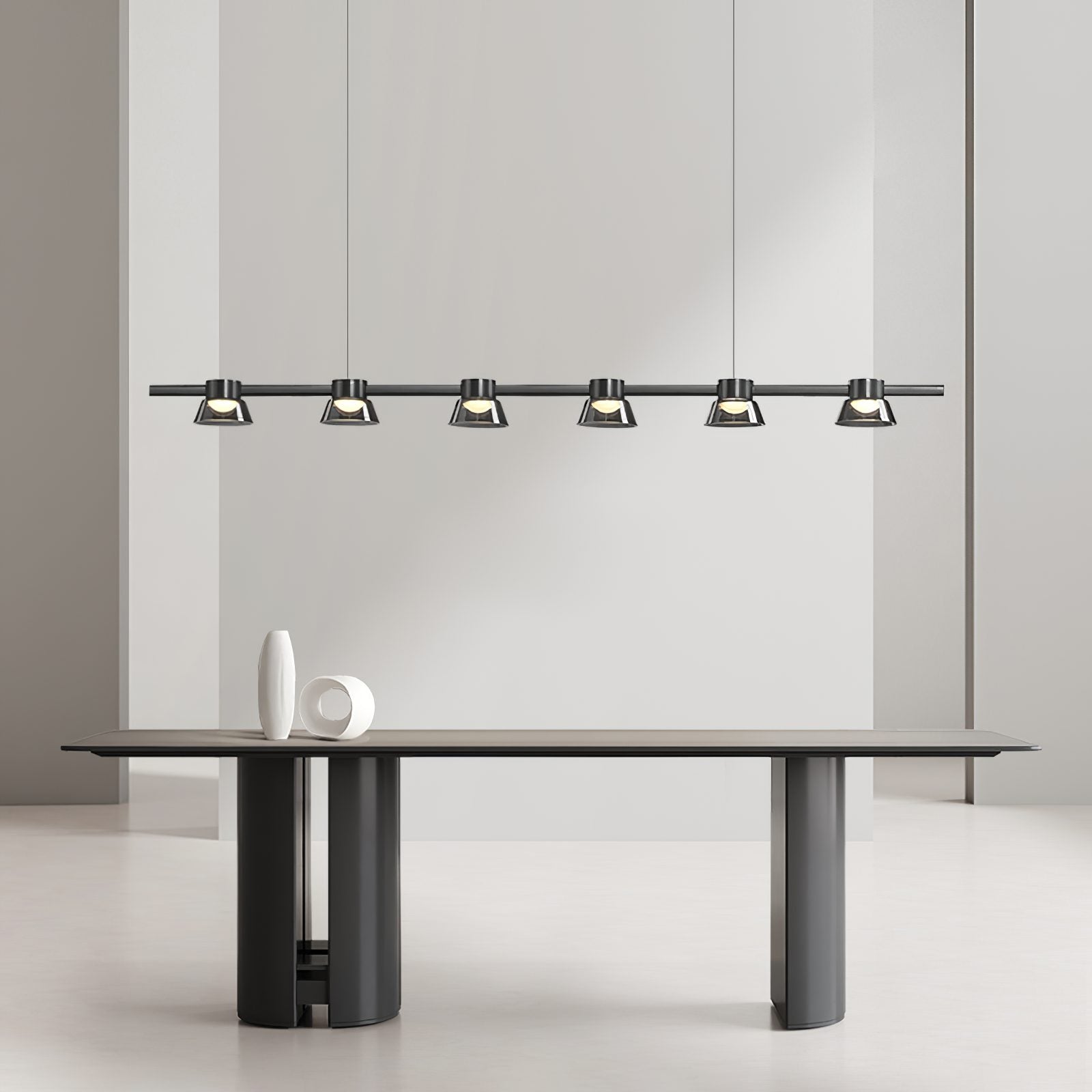 modern-linear-led-island-chandelier-with-conical-glass-shades-and-acrylic-lens-for-dining-room