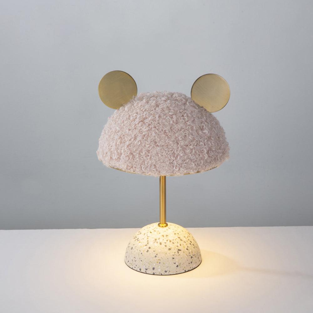 Mid Century Modern Minos Table Lamp with Green Terrazzo Base and Dark Green Plush Shade