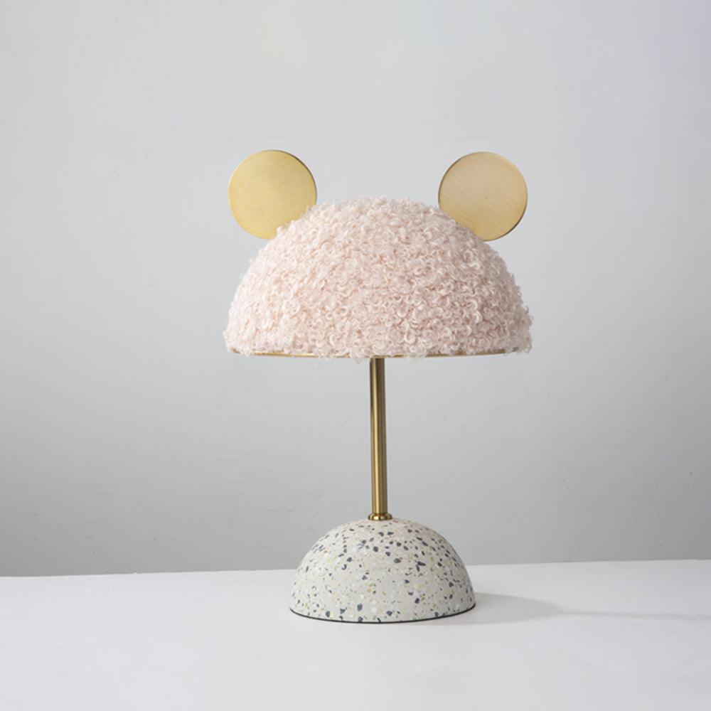 Mid Century Modern Minos Table Lamp with Green Terrazzo Base and Dark Green Plush Shade