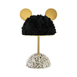 Mid Century Modern Minos Table Lamp with Green Terrazzo Base and Dark Green Plush Shade