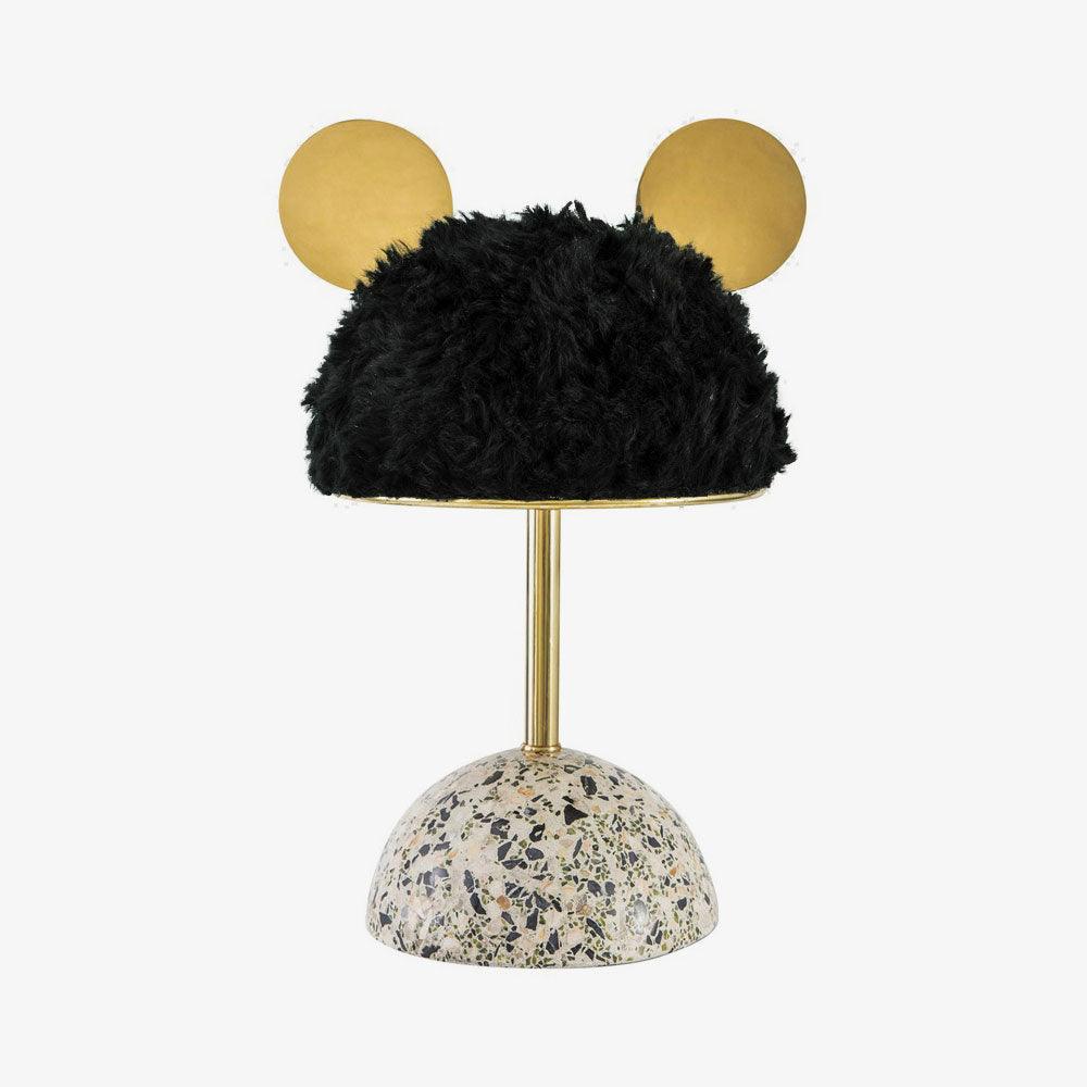 Mid Century Modern Minos Table Lamp with Green Terrazzo Base and Dark Green Plush Shade