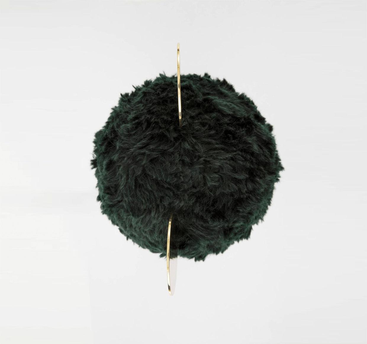 Mid Century Modern Minos Table Lamp with Green Terrazzo Base and Dark Green Plush Shade