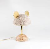 Mid Century Modern Minos Table Lamp with Green Terrazzo Base and Dark Green Plush Shade
