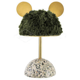 Mid Century Modern Minos Table Lamp with Green Terrazzo Base and Dark Green Plush Shade