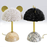 Mid Century Modern Minos Table Lamp with Green Terrazzo Base and Dark Green Plush Shade