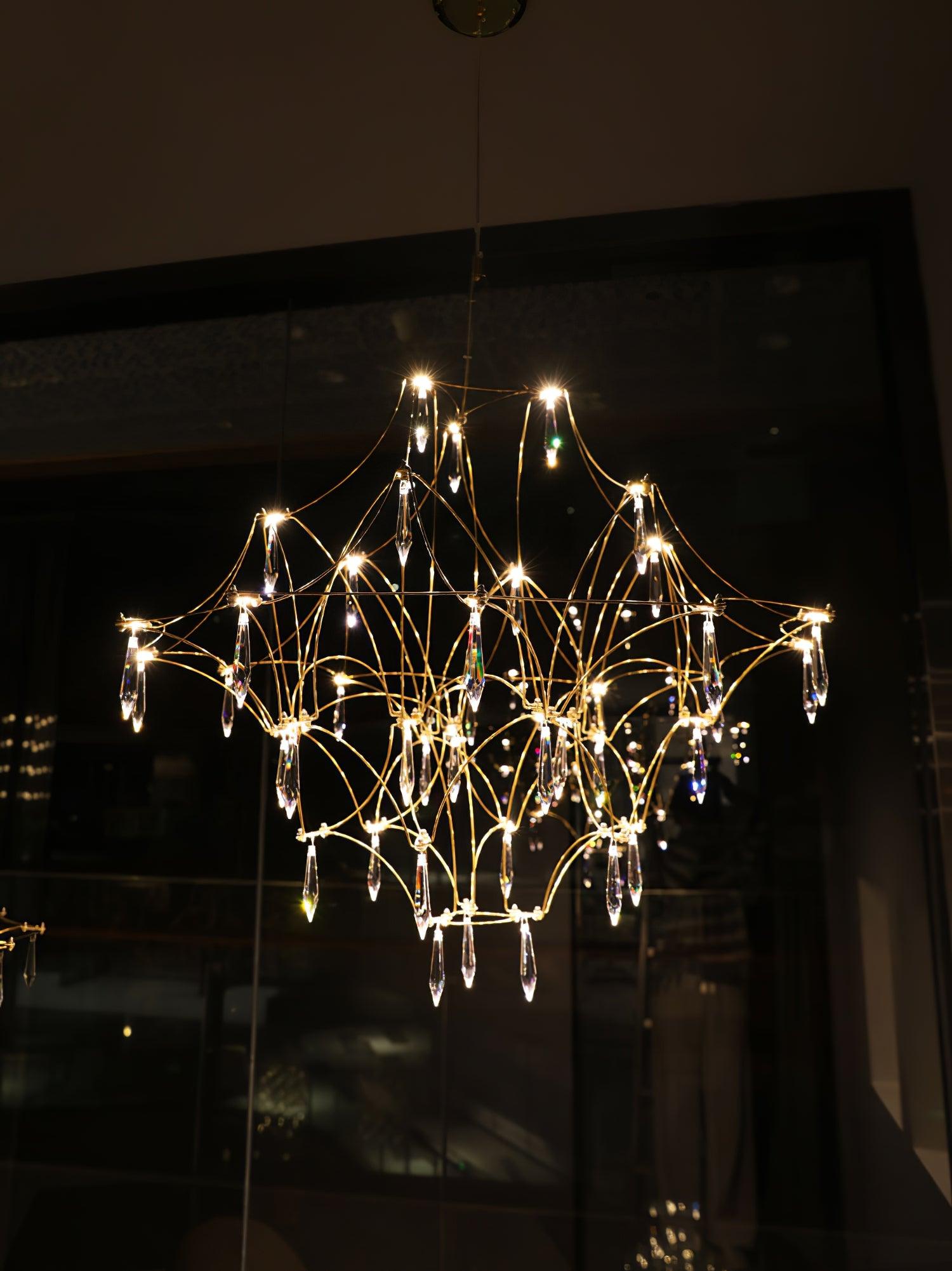 Mira Modern Crystal Flush Mount Ceiling Chandelier Luxury LED Starry Sky Light