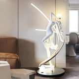 Modern Art Deco Goddess Statue Floor Lamp Elegant Female Figure Standing Light with Dual Globes