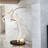 Modern Art Deco Goddess Statue Floor Lamp Elegant Female Figure Standing Light with Dual Globes