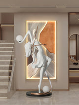 Modern Art Deco Goddess Statue Floor Lamp Elegant Female Figure Standing Light with Dual Globes