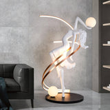 Modern Art Deco Goddess Statue Floor Lamp Elegant Female Figure Standing Light with Dual Globes
