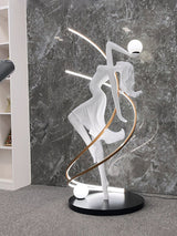 Modern Art Deco Goddess Statue Floor Lamp Elegant Female Figure Standing Light with Dual Globes