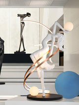 Modern Art Deco Goddess Statue Floor Lamp Elegant Female Figure Standing Light with Dual Globes