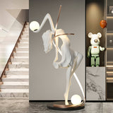 Modern Art Deco Goddess Statue Floor Lamp Elegant Female Figure Standing Light with Dual Globes