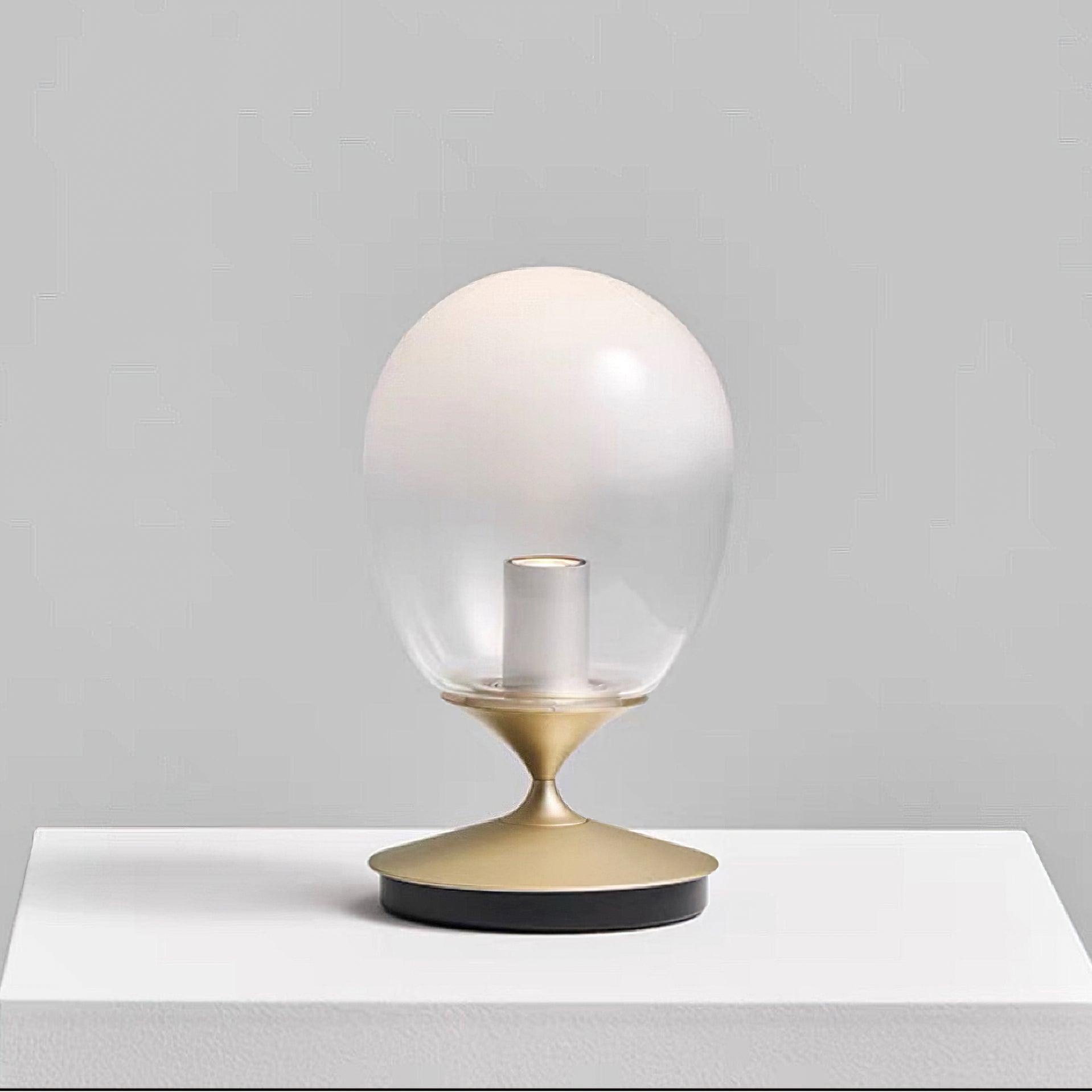 Mist LED Glass Table Lamp Amber Shade Metal Base Bedside Reading Light