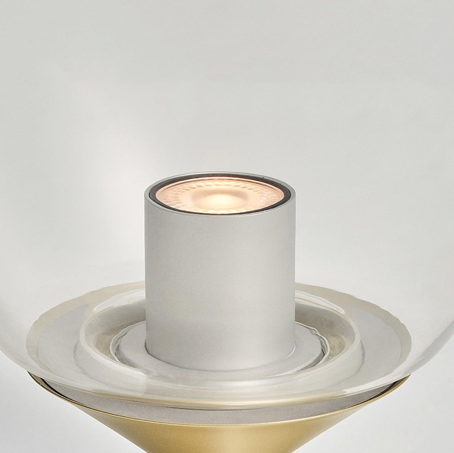 Mist LED Glass Table Lamp Amber Shade Metal Base Bedside Reading Light