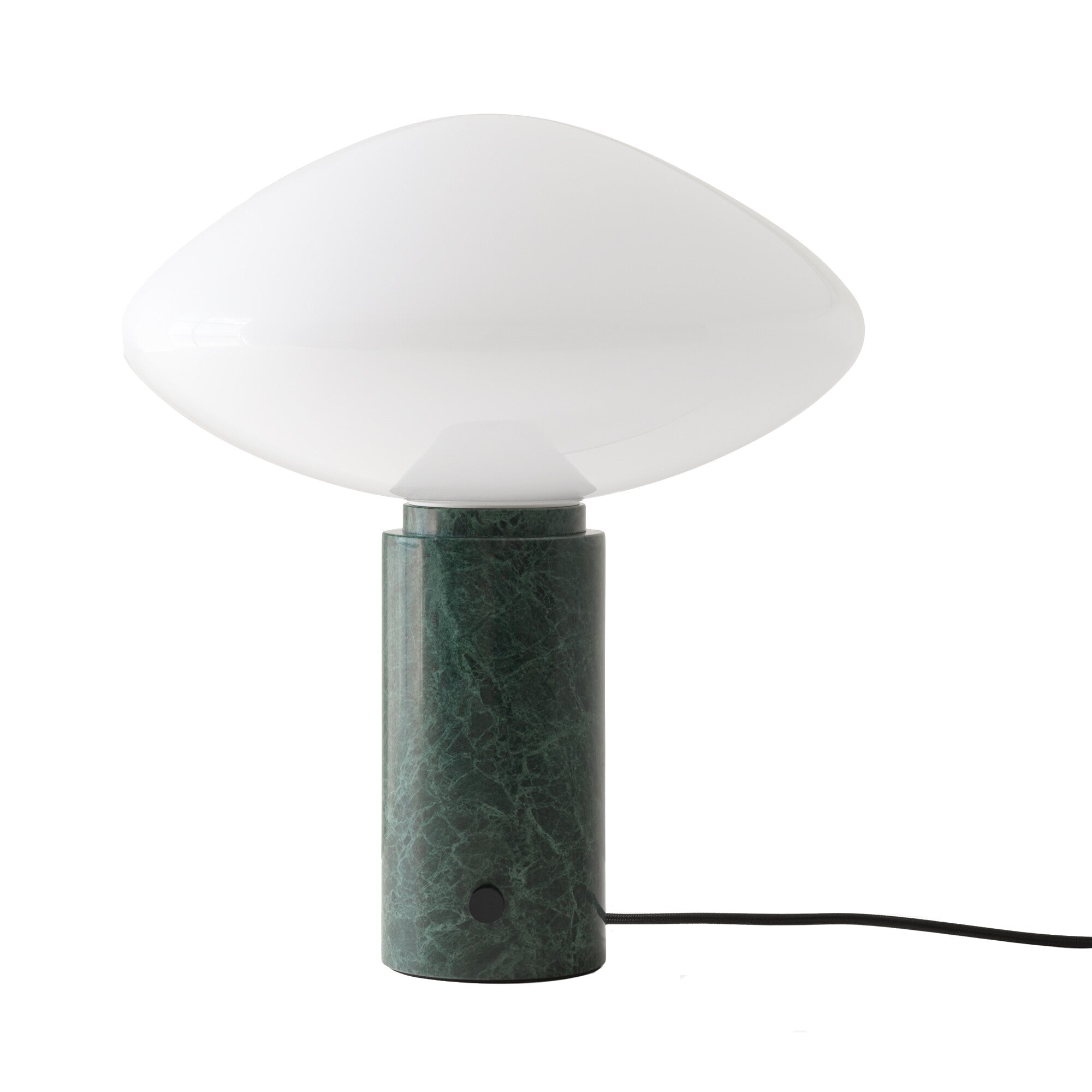 Modern Green Marble Table Lamp with Frosted White Glass Globe Shade