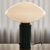Modern Green Marble Table Lamp with Frosted White Glass Globe Shade