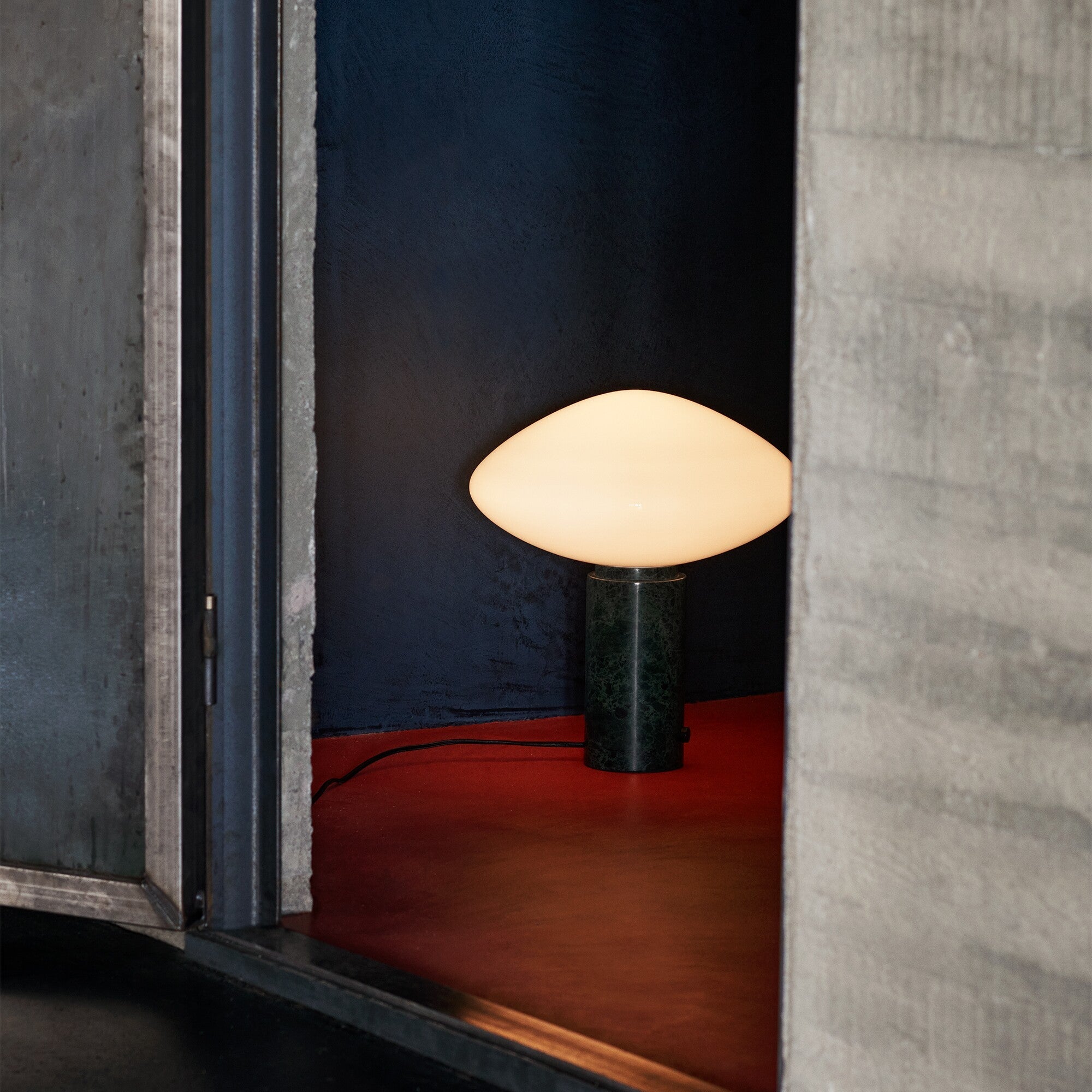 Modern Green Marble Table Lamp with Frosted White Glass Globe Shade