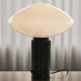 Modern Green Marble Table Lamp with Frosted White Glass Globe Shade
